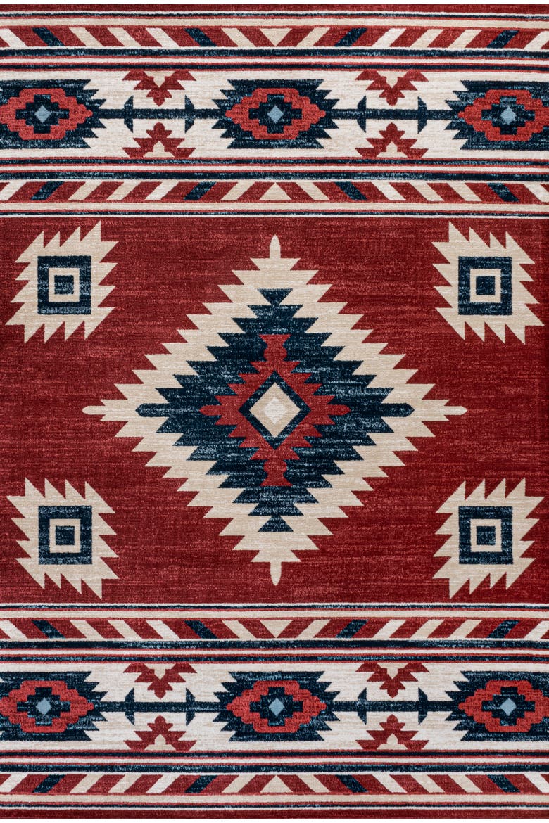 Serape Medallion Southwestern Area Rug, Main, color, Red/Navy/Cream