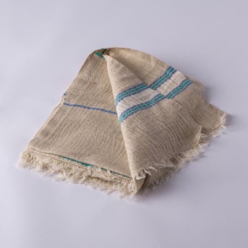 Loom.ist Hand Loomed Muslin Linen Beach Towel In Blue