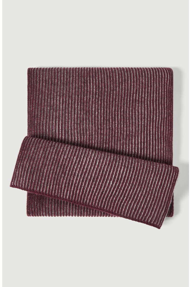 Cashmere English rib vanisé knit scarf, Alternate, color, Bordeaux