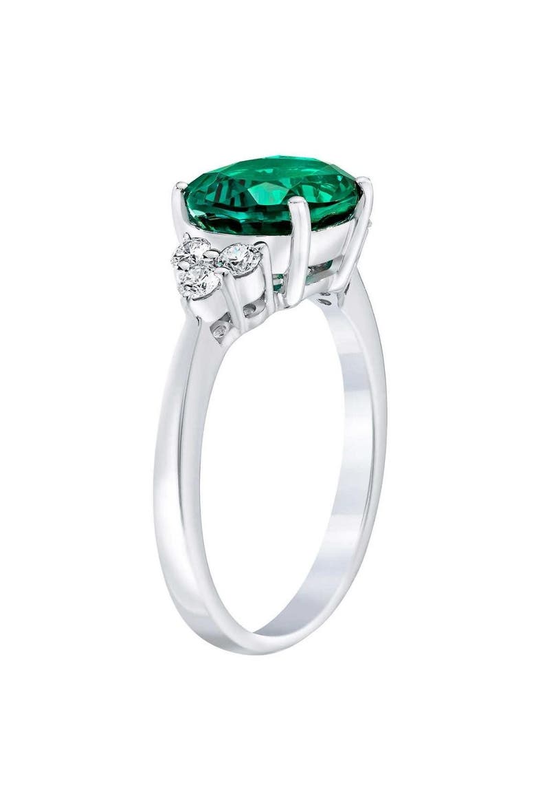 3 1/4Ct Oval Emerald & Lab Grown Diamond Ring in 10k or Gold, Alternate, color, 10k White Gold