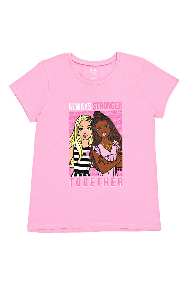 Barbie T-Shirt & French Terry Shorts Set, Alternate, color, Pink / Black