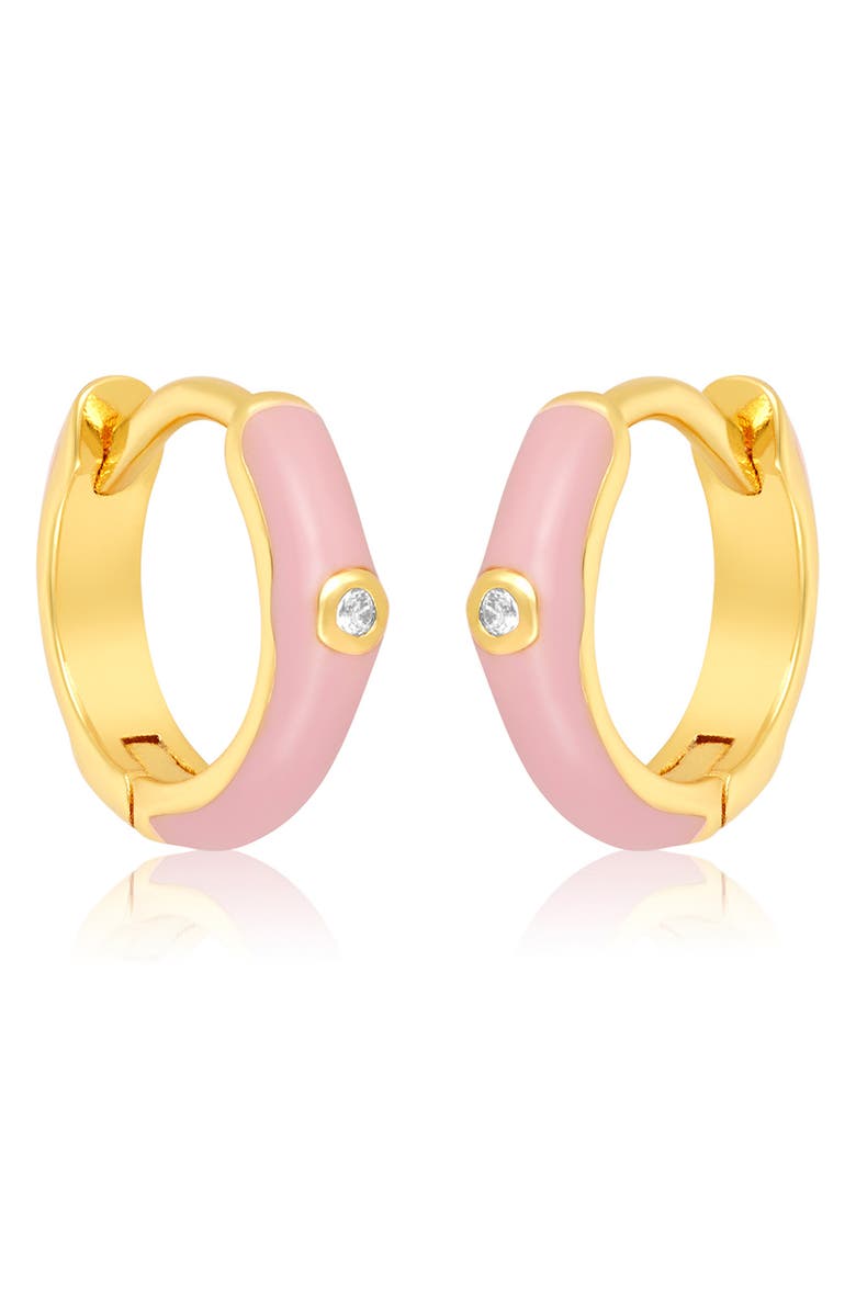 Adornia Pink Enamel Huggie Hoop Earrings, Main, color,