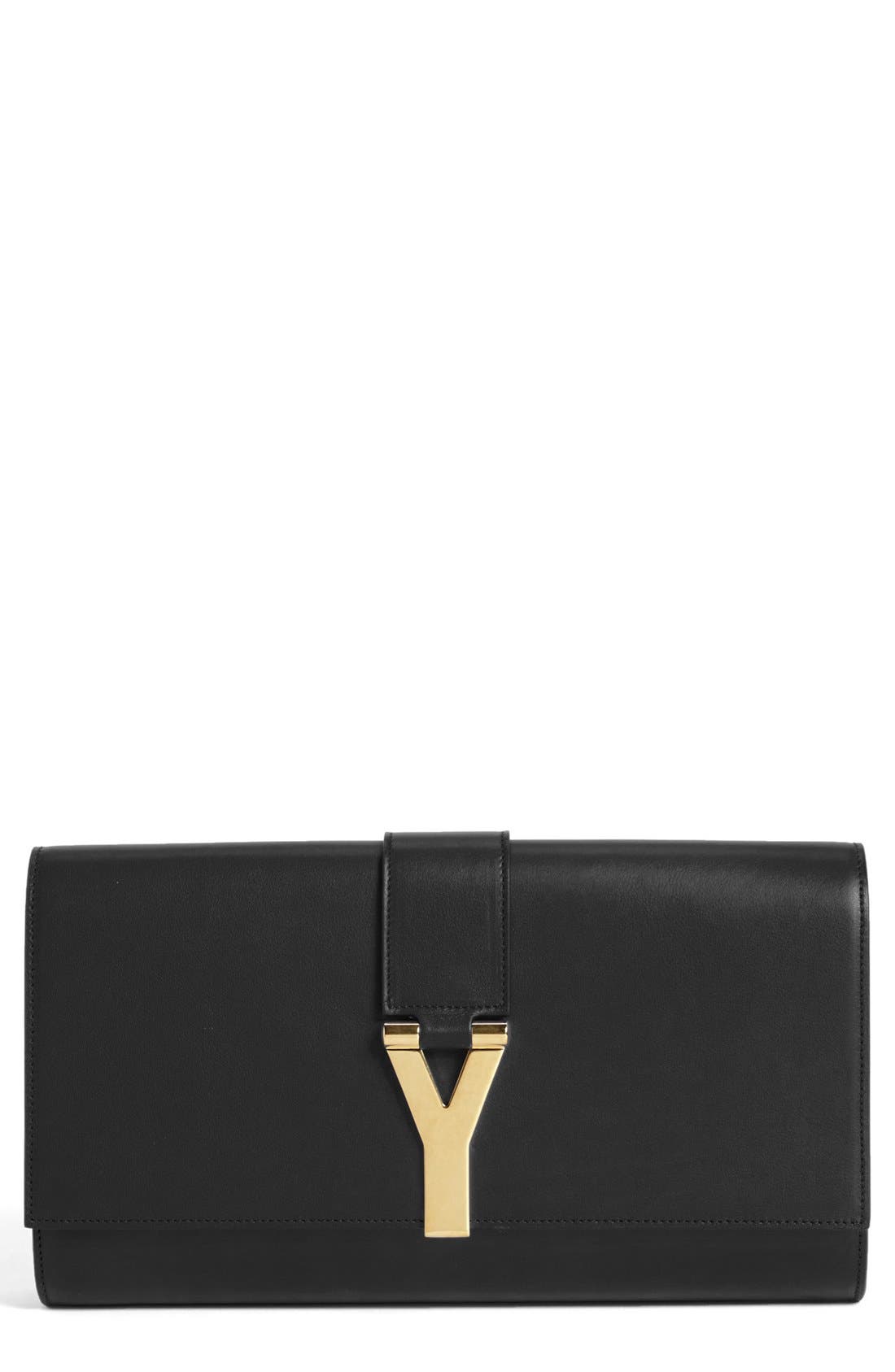 Saint Laurent 'Y' Leather Clutch, Main, color, 