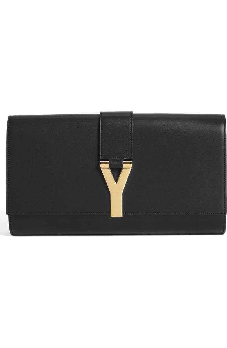 Saint Laurent 'Y' Leather Clutch, Main, color,