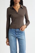 Veronica Beard Kearney Rib Stretch Pima Cotton Polo