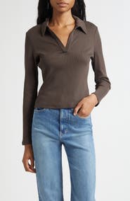 Veronica Beard Kearney Rib Stretch Pima Cotton Polo