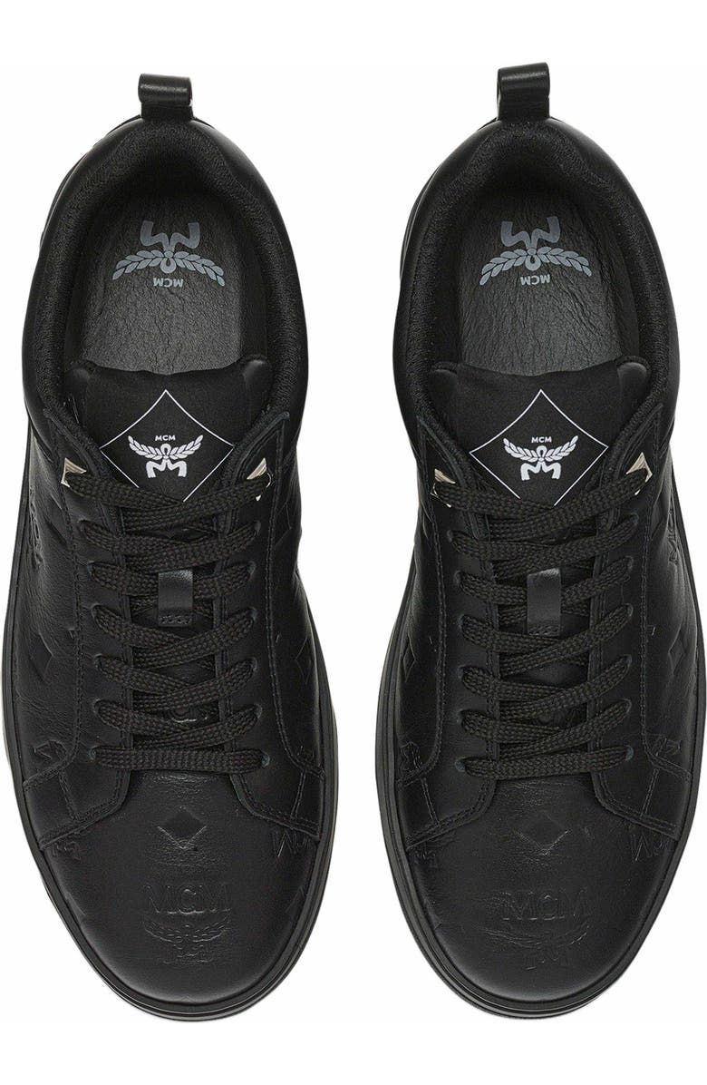 MCM Neo Terrain Lo Sneakers in Monogram Leather, Alternate, color, Black