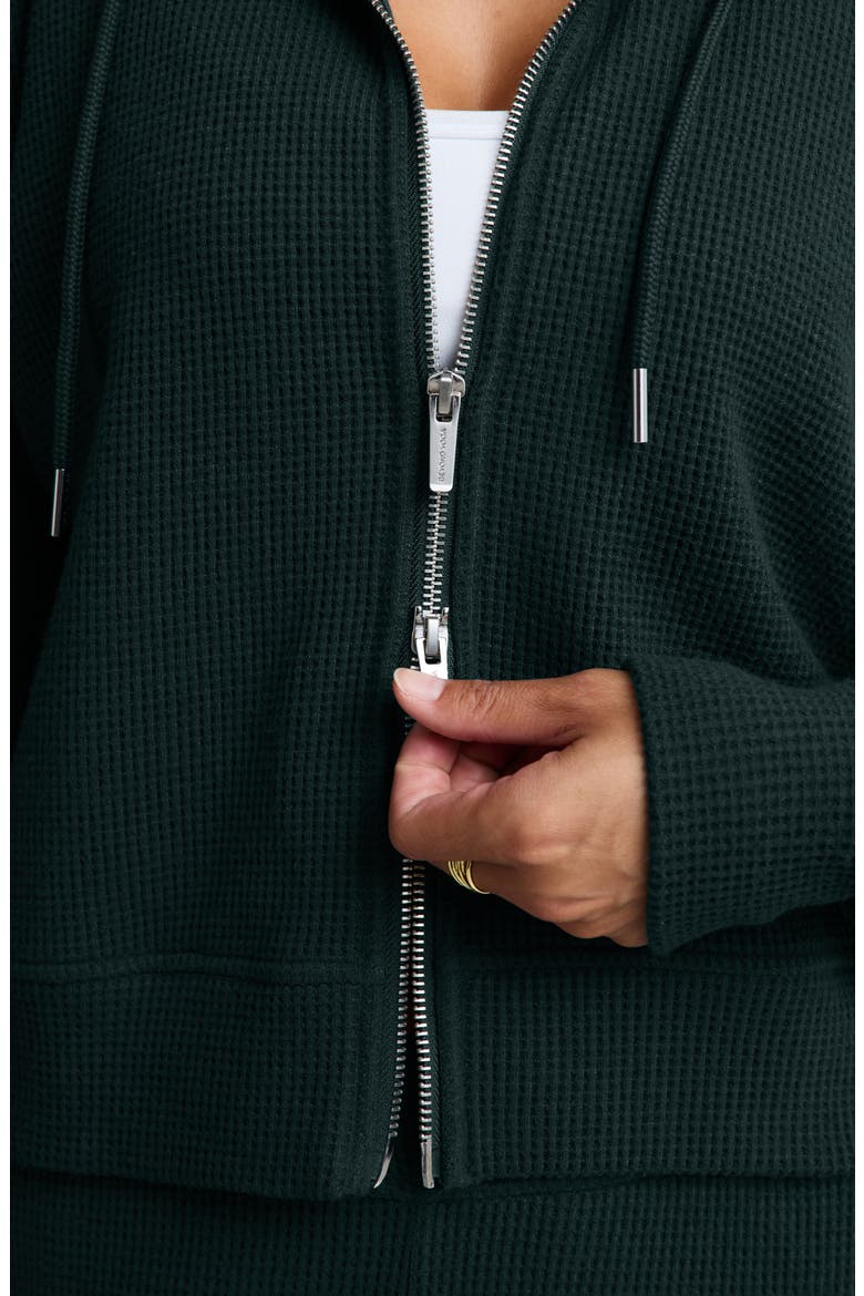 Rest Day Waffle Full Zip Hoodie, Alternate, color, DARK IVY