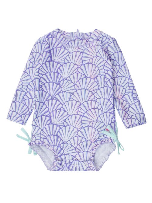 Rufflebutts Baby Girls Long Sleeve Upf50+ One Piece Rash Guard In Magical Mermaid