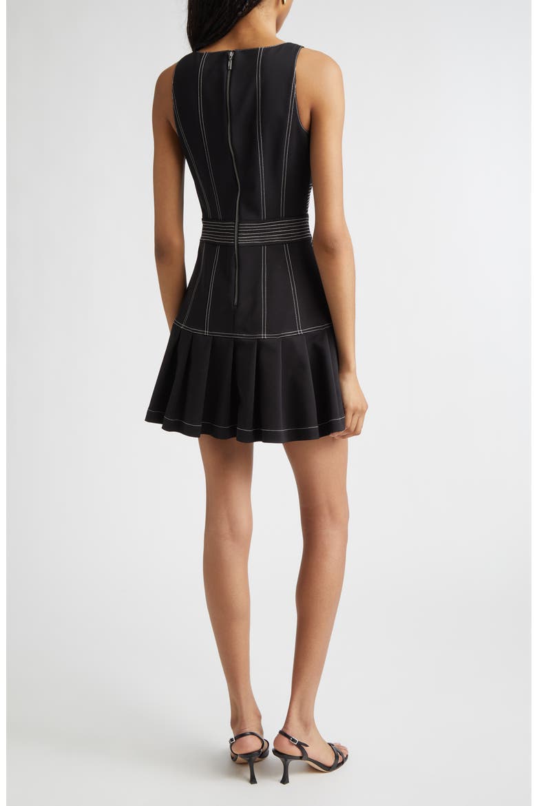 Olana Topstitch Detail Cotton Blend Minidress, Alternate, color, BLACK