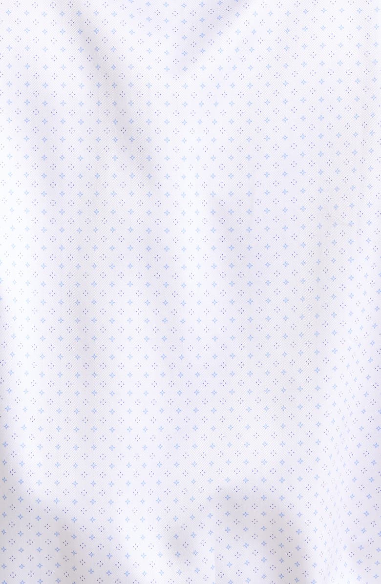 David Donahue Trim Fit Microprint Dress Shirt, Alternate, color, White/ Blue