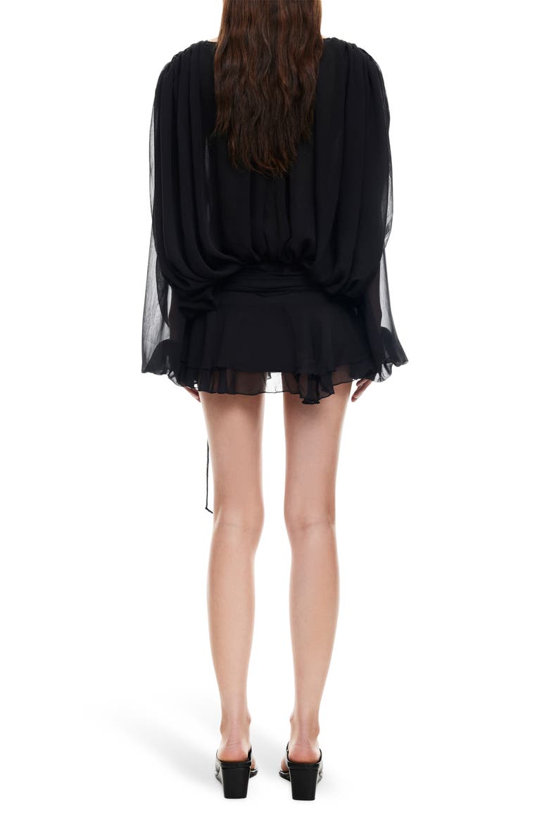 Elements Long Sleeve Chiffon Minidress, Alternate, color, NOIR