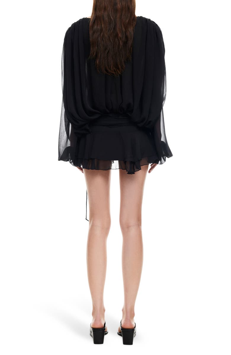 LIONESS Elements Long Sleeve Chiffon Minidress, Alternate, color, Noir