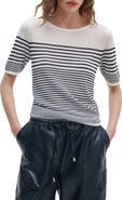 rag & bone Daisy Stripe Short Sleeve Cotton Blend Sweater
