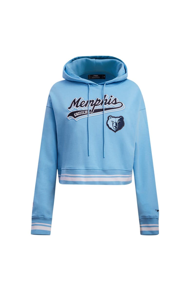 PRO STANDARD Women's Pro Standard Light Blue Memphis Grizzlies Script Tail Cropped Pullover Hoodie, Alternate, color, Light Blue