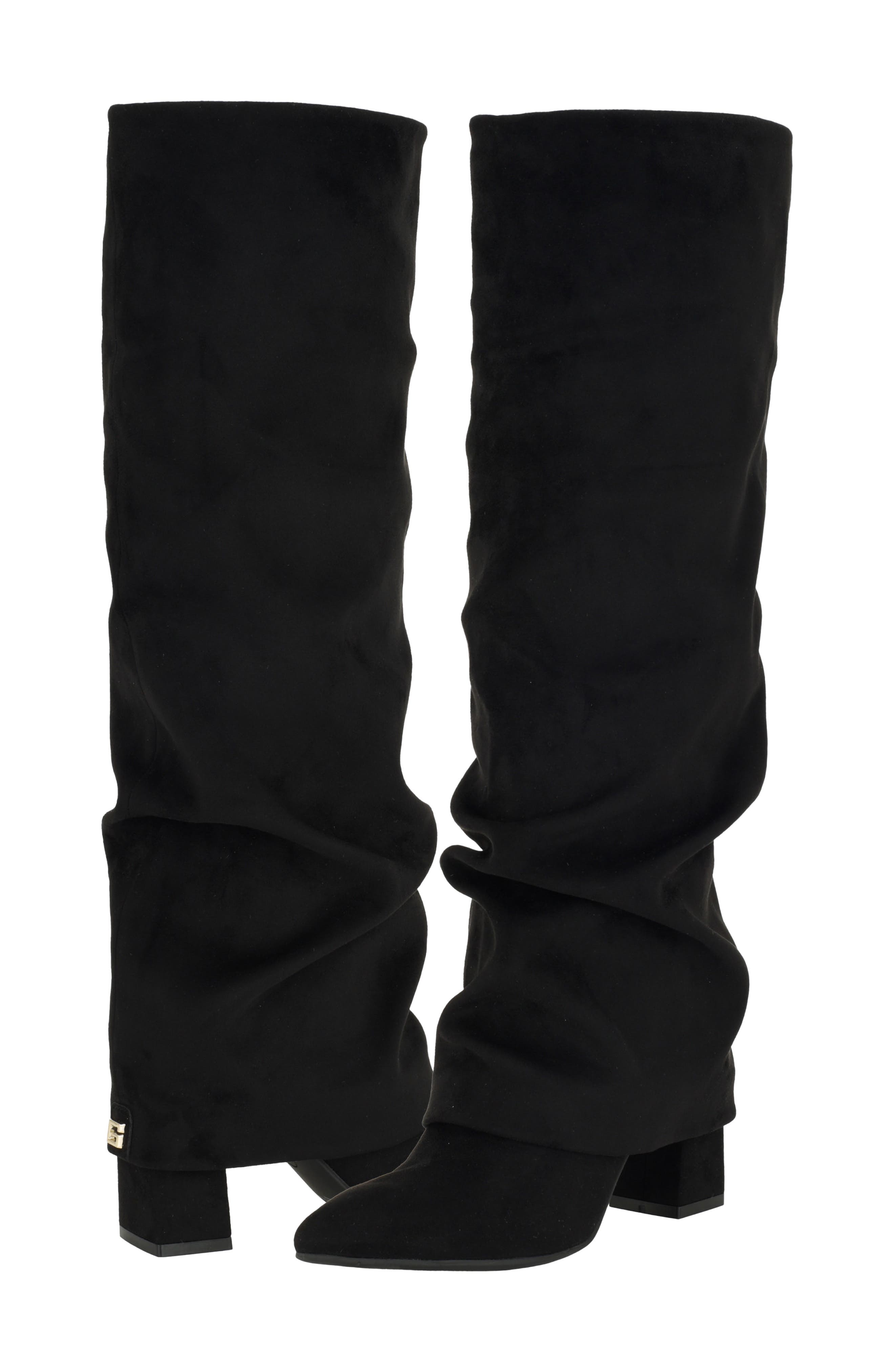 Geima Pointed Toe Slouch Foldover Boot, Alternate, color, BLACK