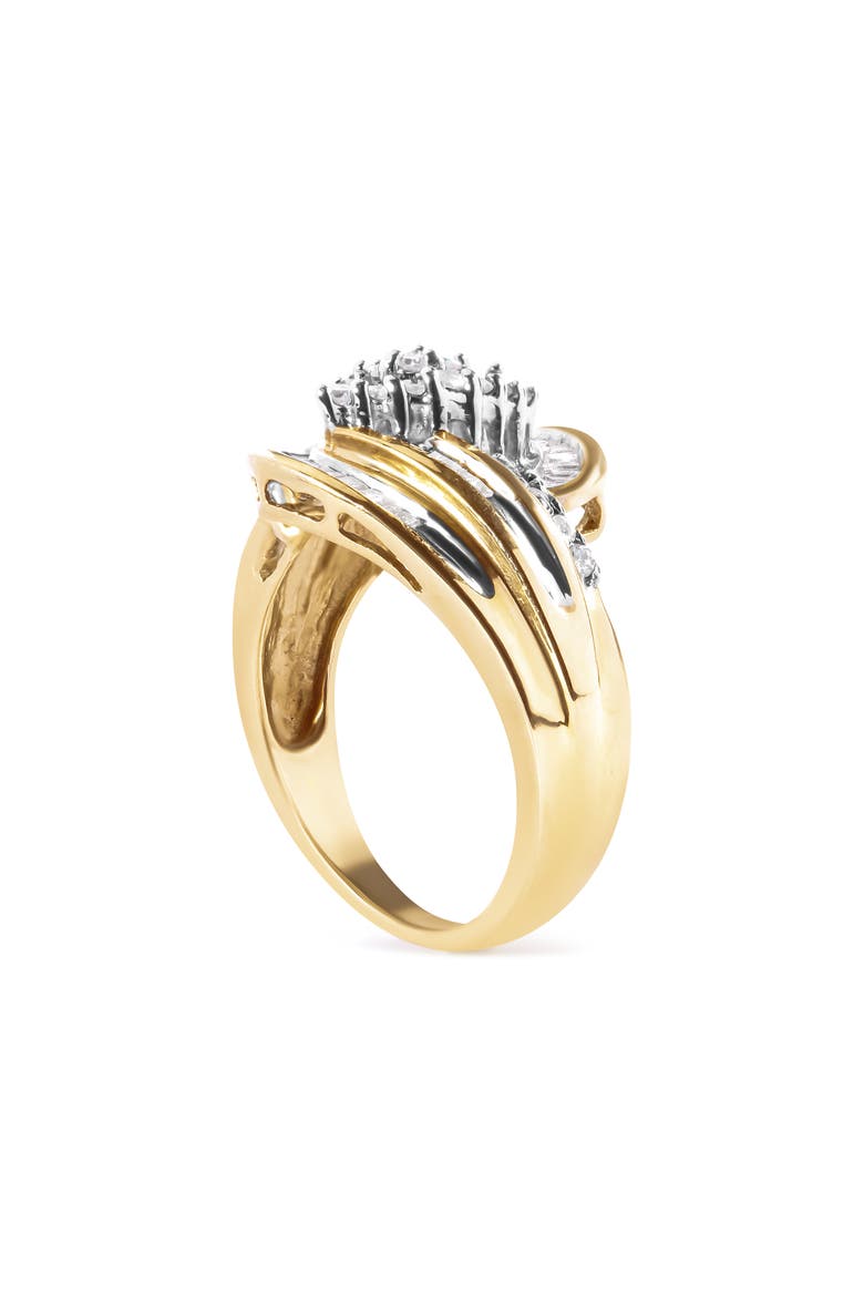 10K Yellow Gold 1/2 Cttw Diamond Cluster and Swirl Ring, Alternate, color, Yellow