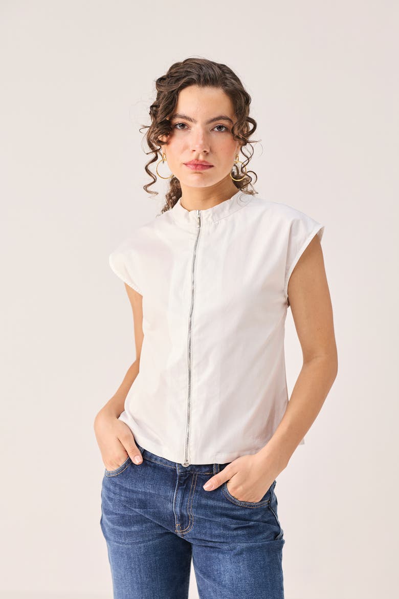 Zip Front Top, Alternate, color, White