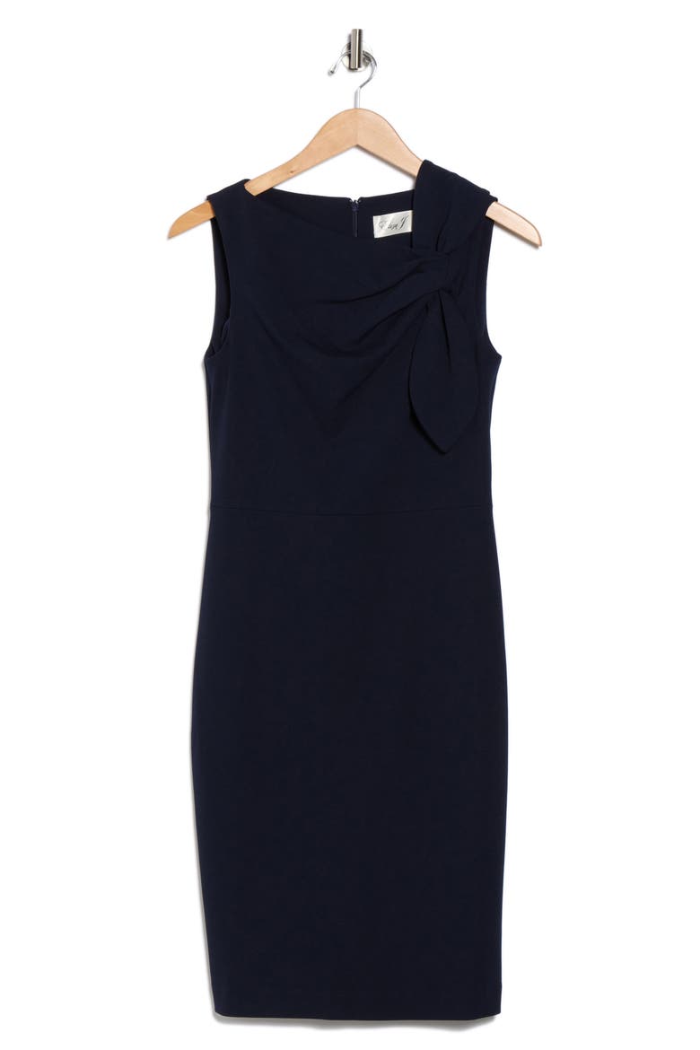 Tie Bow Sleeveless Sheath Dress, Alternate, color, NAVY