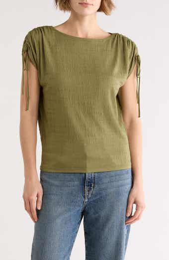 MAX STUDIO Ruched Shoulder Top