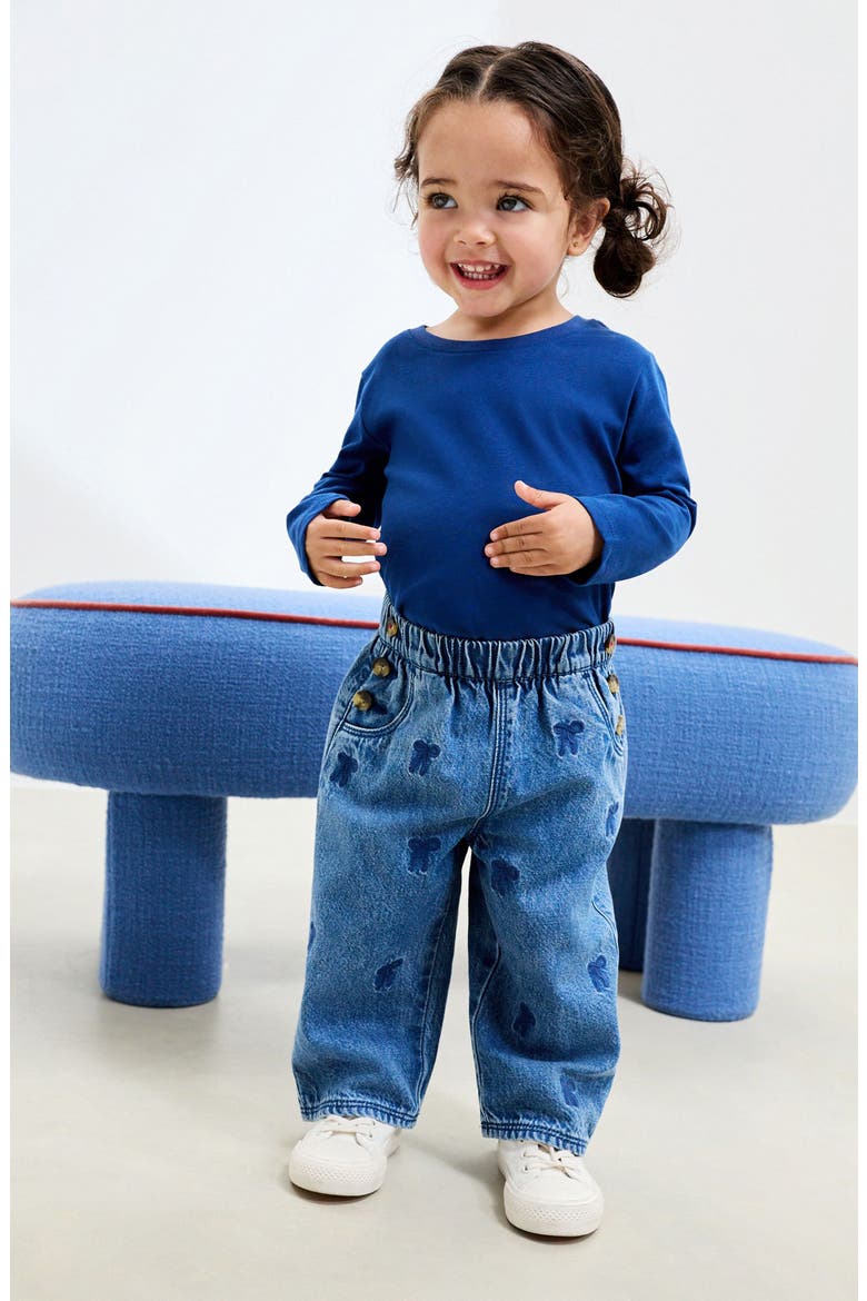 Kids' Bow Laser Wide Leg Jeans, Alternate, color, BLUE