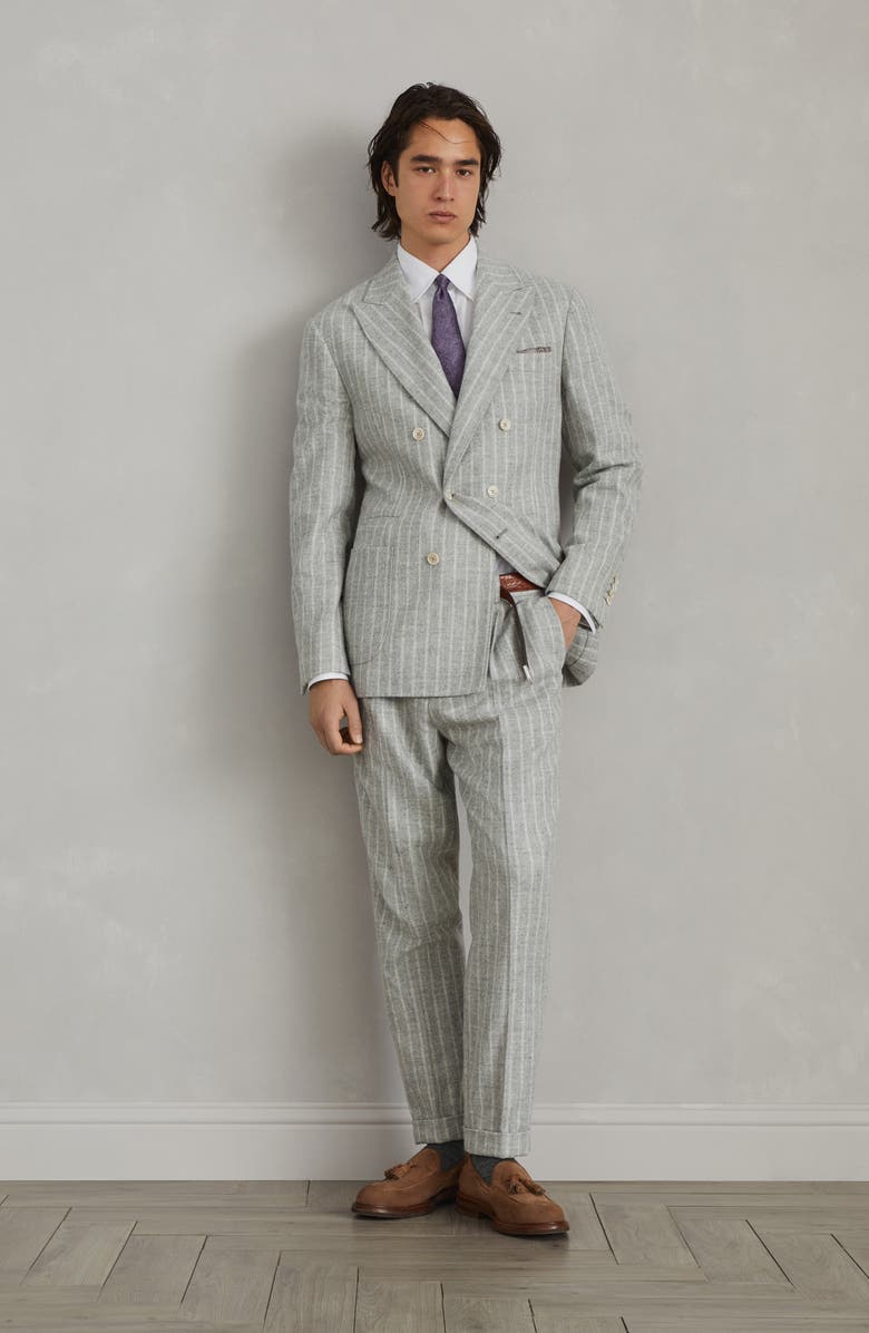 Brunello Cucinelli Chalk stripe trousers, Alternate, color, 