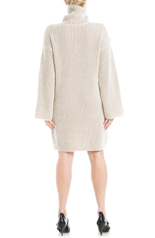Max Studio Turtleneck Short Dress In Ecru/natural