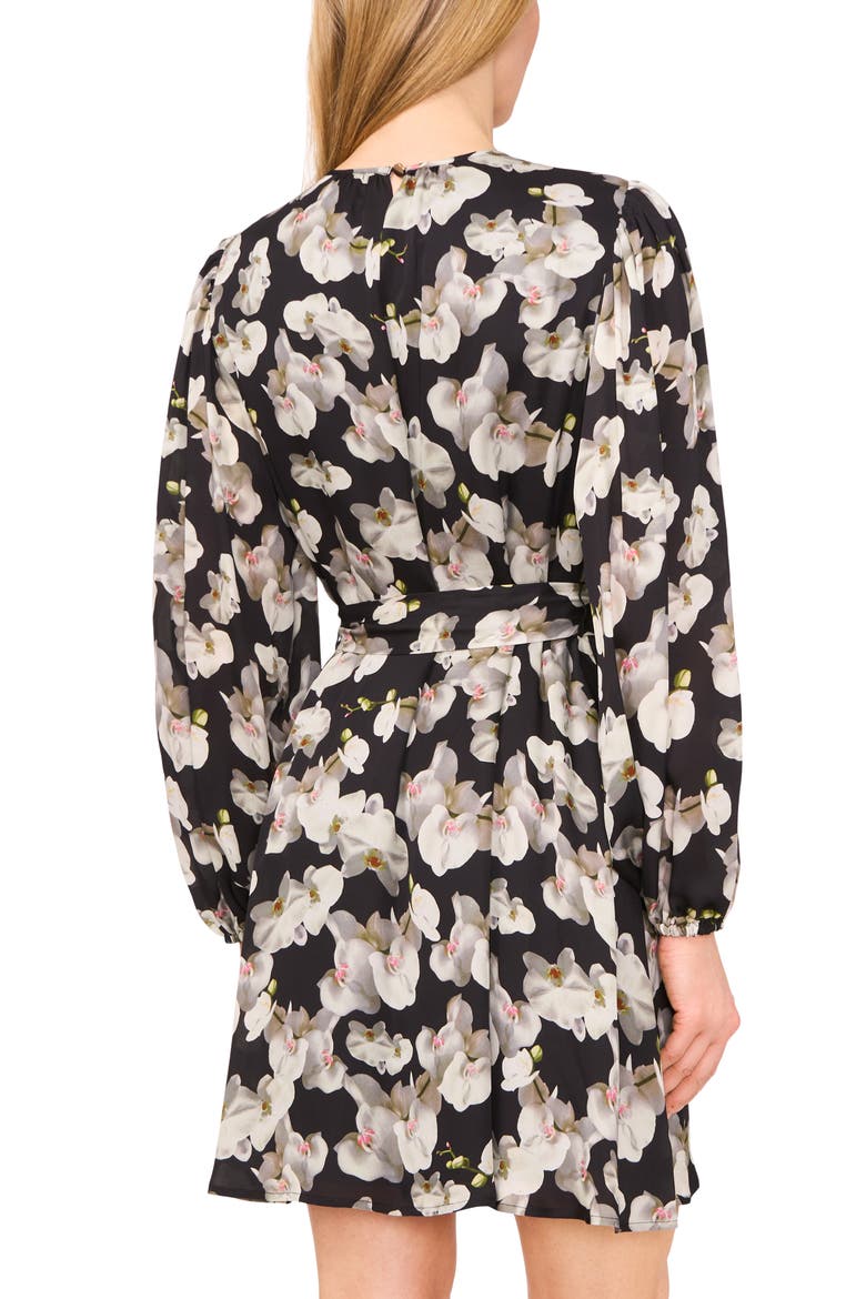 Floral Long Sleeve Dress, Alternate, color, RICH BLACK