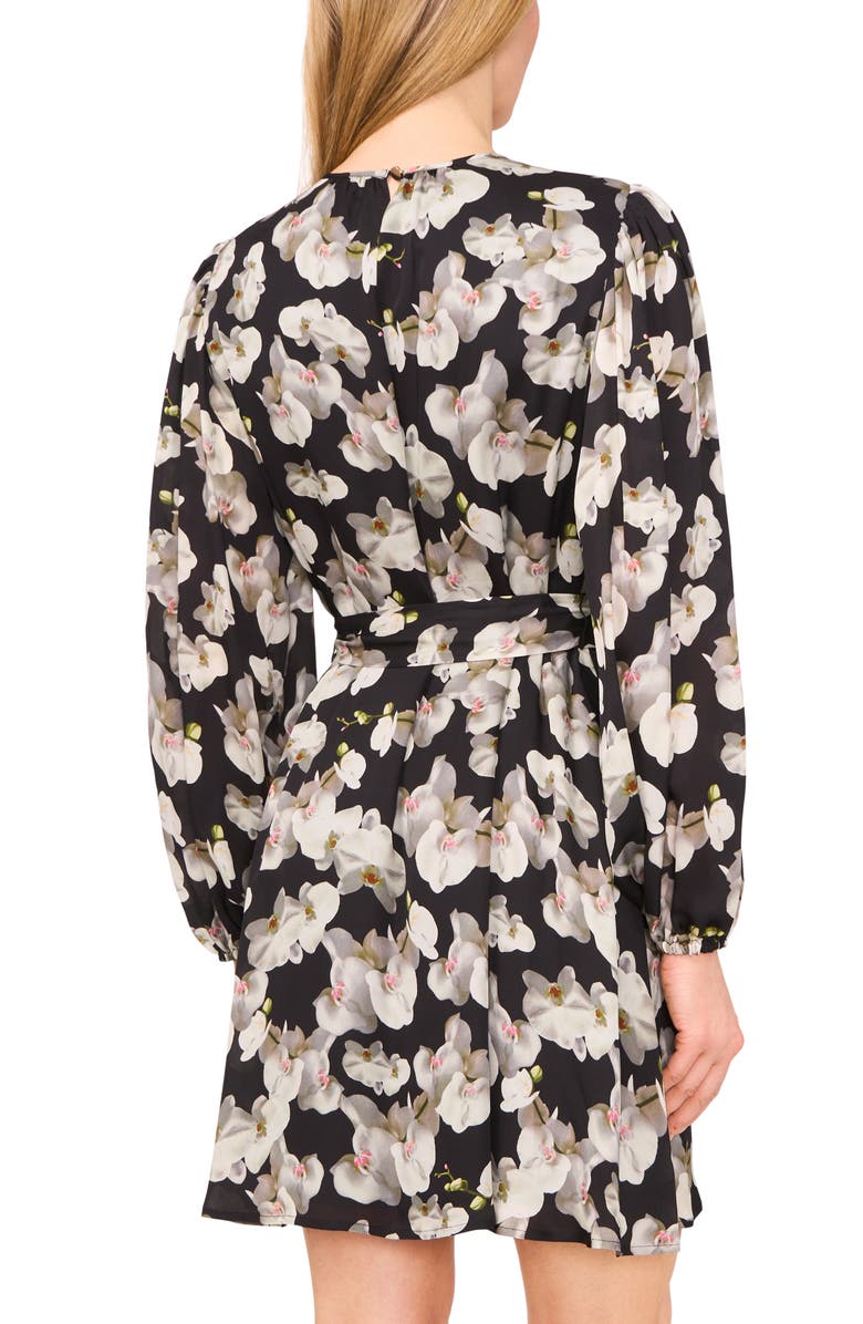 Ted Baker Floral Long Sleeve Dress, Alternate, color, Rich Black