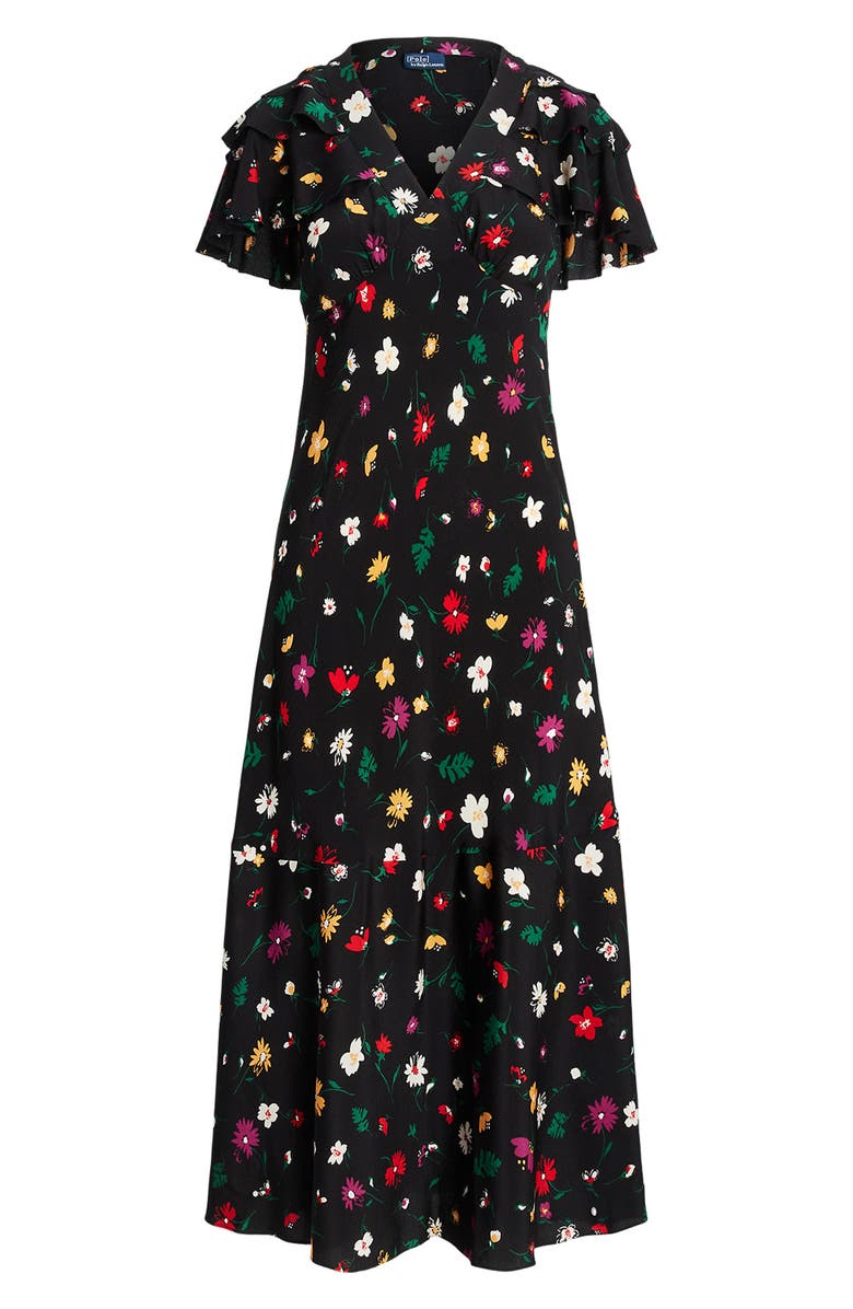 Nime Floral Mulberry Silk Crepe Midi Dress
