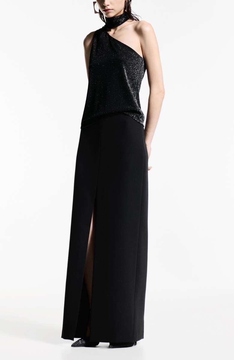 MANGO Metallic Faux Wrap Top, Alternate, color, 