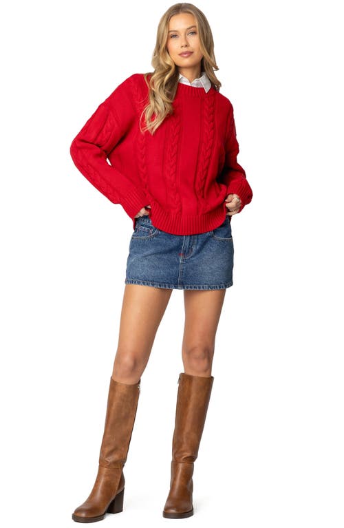Shop Edikted Embroidered Pocket Denim Miniskirt In Blue