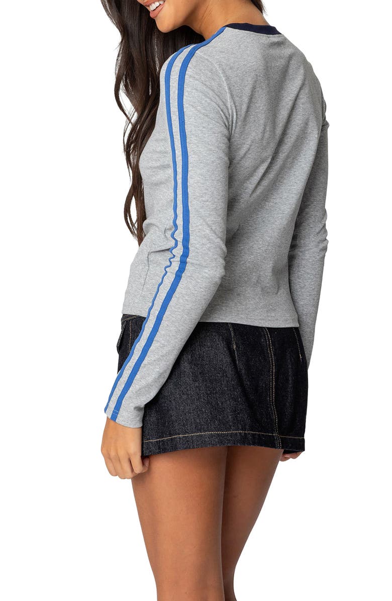 EDIKTED UK Contrast Stripe Graphic T-Shirt, Alternate, color, Gray-Melange