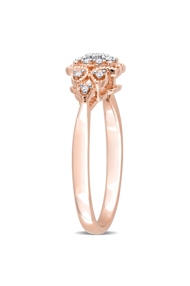 Diamond Milgrain Engagement Ring, Alternate, color, Rose-Plated Sterling Silver