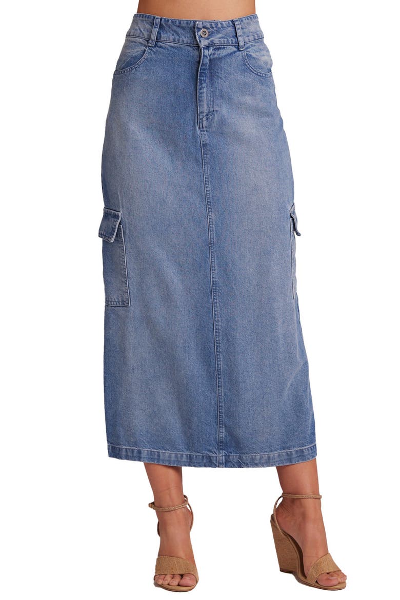 Cargo Long Denim Skirt, Main, color, PACIFIC SALT WASH