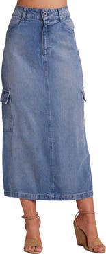 Cloth & Stone Cargo Long Denim Skirt
