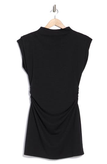 Mila Mae High Neck Cap Sleeve Minidress In Black