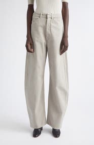 Lemaire High Waist Cotton Twill Barrel Leg Pants