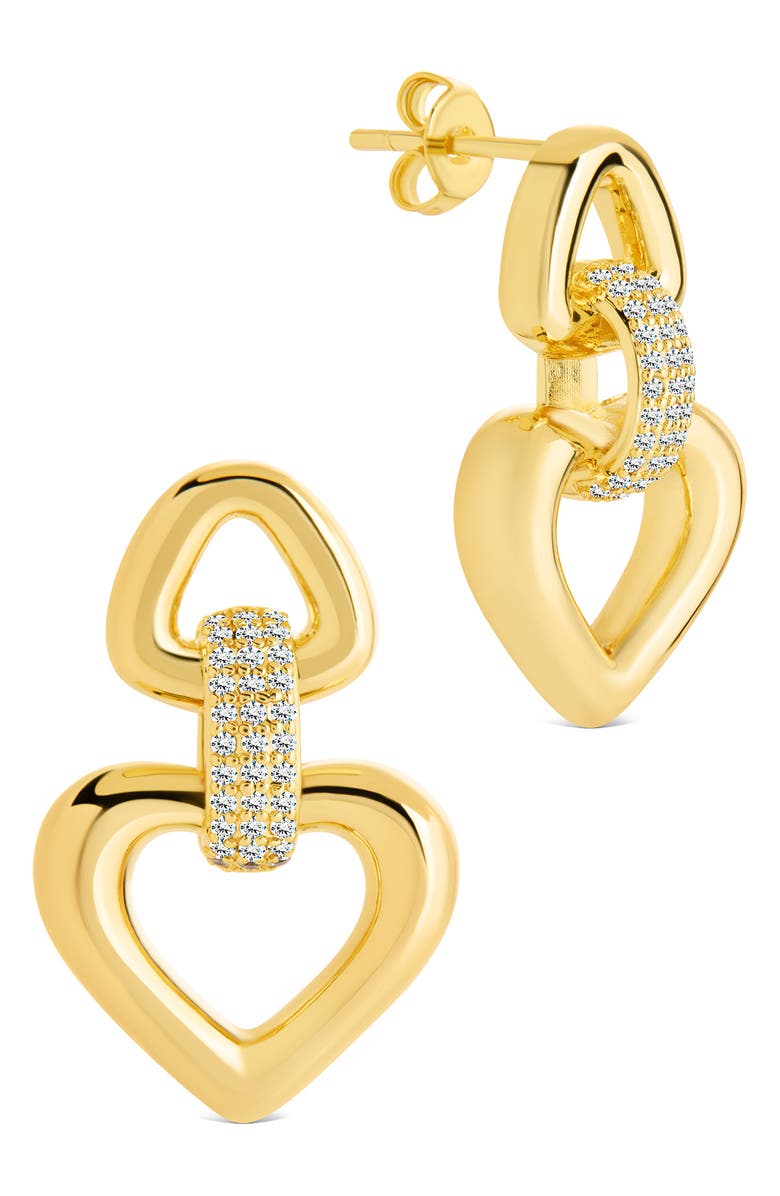 Sterling Forever Marcia Cubic Zirconia Door Knocker Earrings, Main, color, Gold