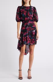 Chelsea28 Metallic Clip Dot Asymmetric Dress