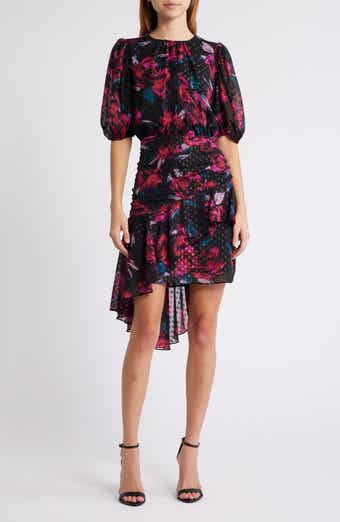 Chelsea28 Metallic Clip Dot Asymmetric Dress