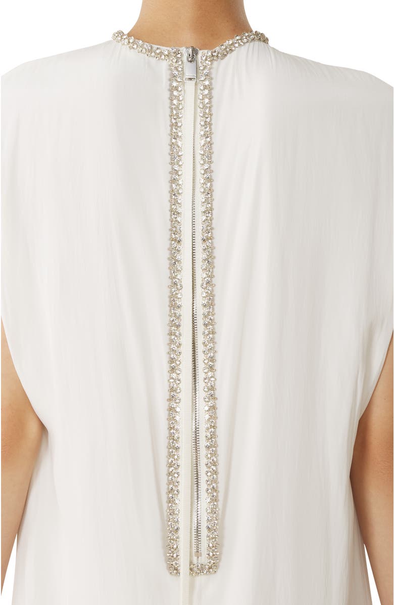 Lanvin White Embroidered Dress In Charmeuse, Alternate, color, White