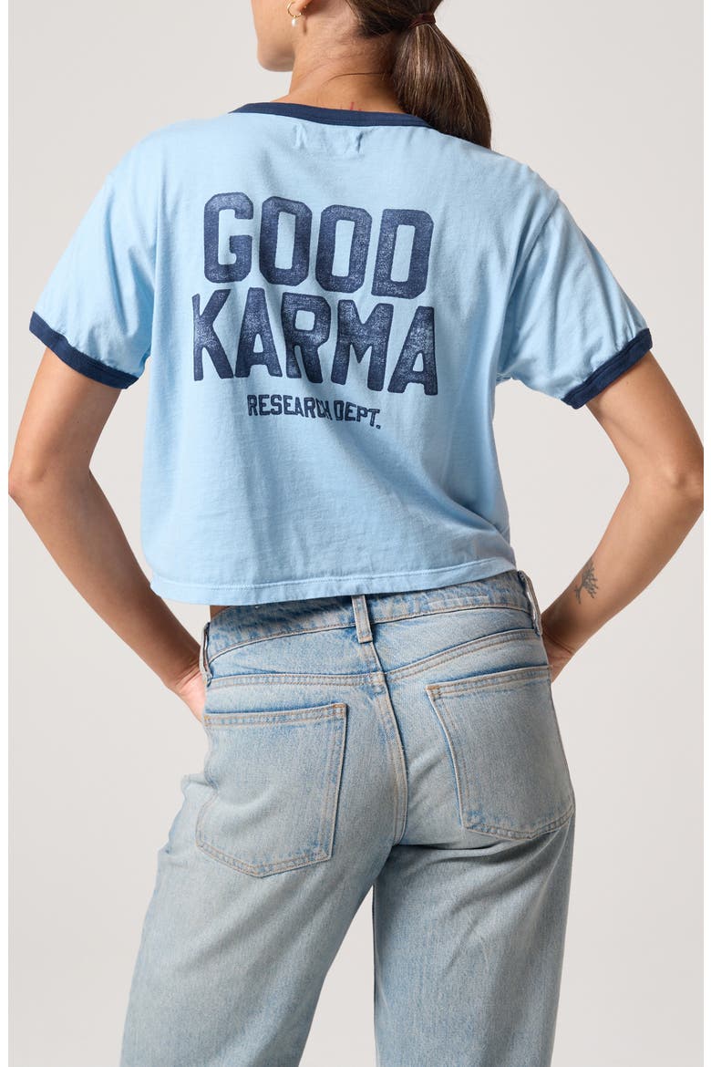 Good Karma 777 Graphic Cropped T-Shirt, Alternate, color, BLUE MIST