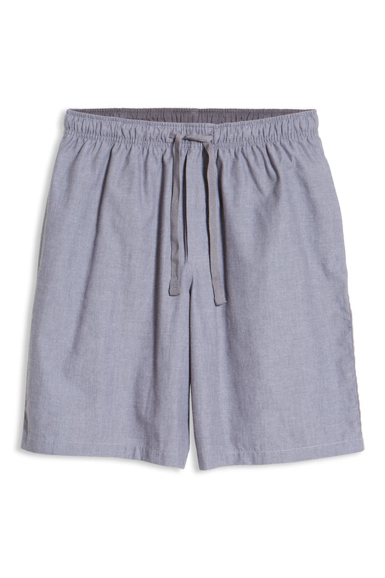 Poplin Pajama Shorts, Alternate, color, DARK GREY CHAMBRAY