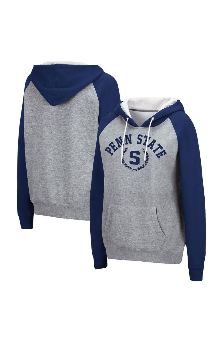 COLOSSEUM Women's Colosseum Heathered Gray Penn State Nittany Lions Contrast Raglan Pullover Hoodie, Main, color, 
