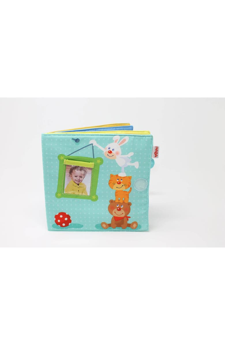 HABA My First Photo Album - Soft Fabric Baby Book, Baby Album Fits (8) 4"x6" Photos, Sensory Toys for Babies, Baby Books 12-18 Months & Up, Alternate, color, Blue Multi