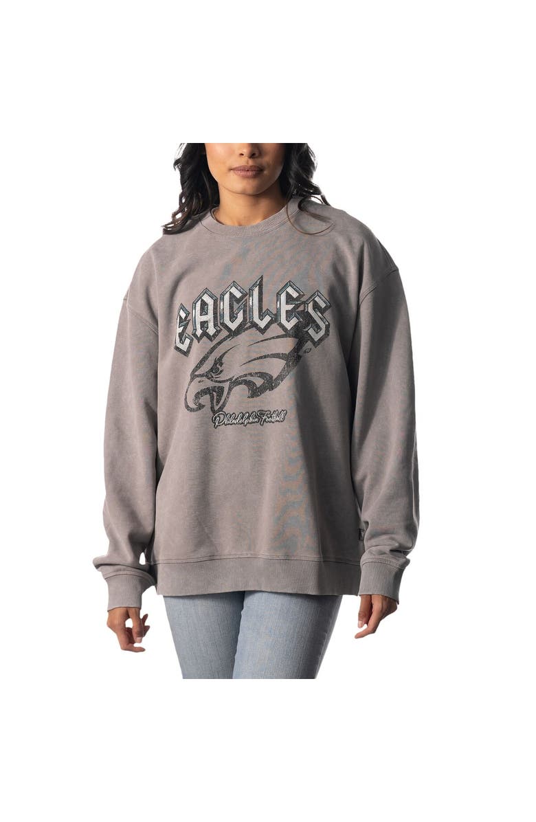 THE WILD COLLECTIVE Unisex The Wild Collective Gray Philadelphia Eagles Distressed Pullover Sweatshirt, Alternate, color, Gray