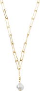 Argento Vivo Sterling Silver Freshwater Pearl Pendant Paperclip Necklace