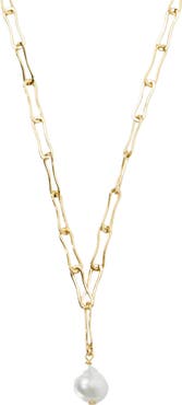 Argento Vivo Sterling Silver Freshwater Pearl Pendant Paperclip Necklace