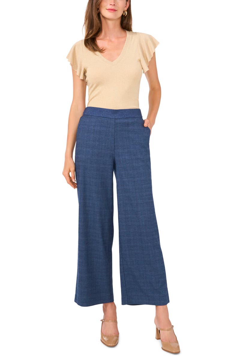 Vince Camuto Metallic Knit Flutter Sleeve Top, Alternate, color, 